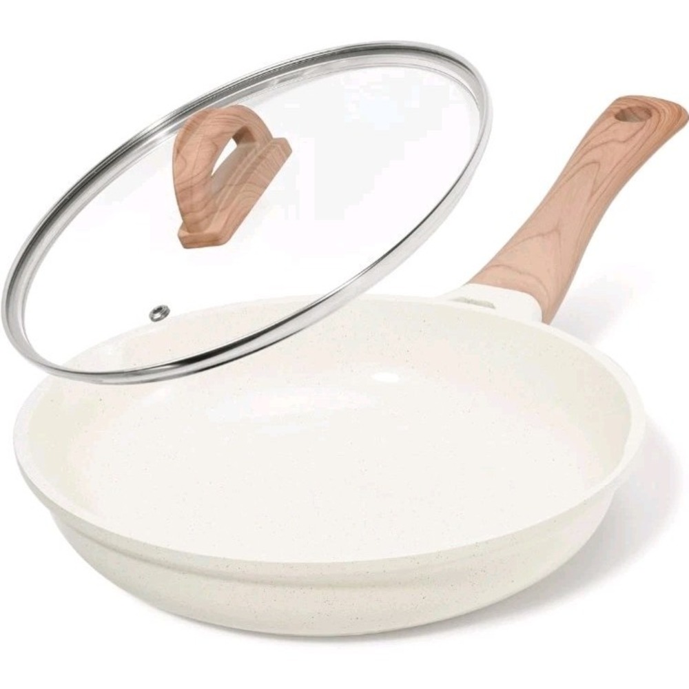 Gipp 11" White Non Stick Diecast Cookware Pan with Lid Induction Compatible